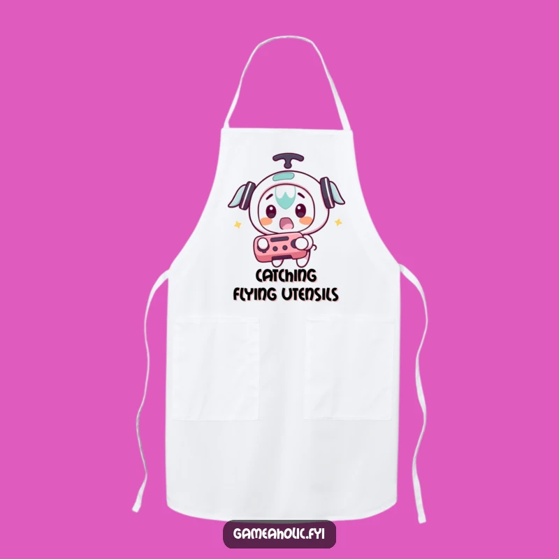 Funny Gamer Apron: Surprised Controller Catch, Flying Game Kitchen Fun, Unique Funny Gift