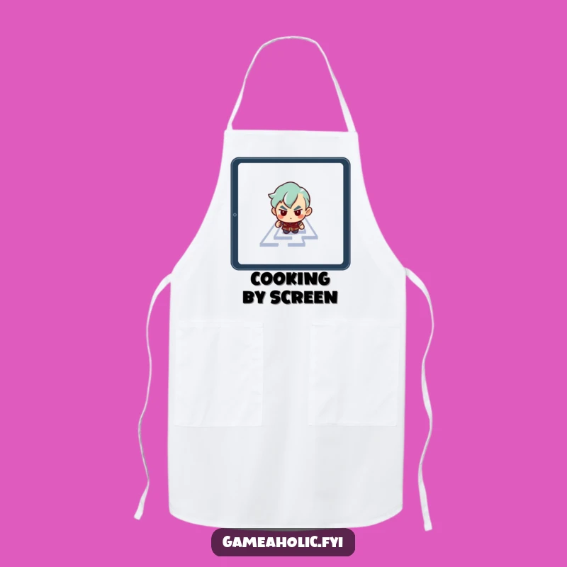 Funny Tablet Maze Apron: Determined Character's Digital Chef