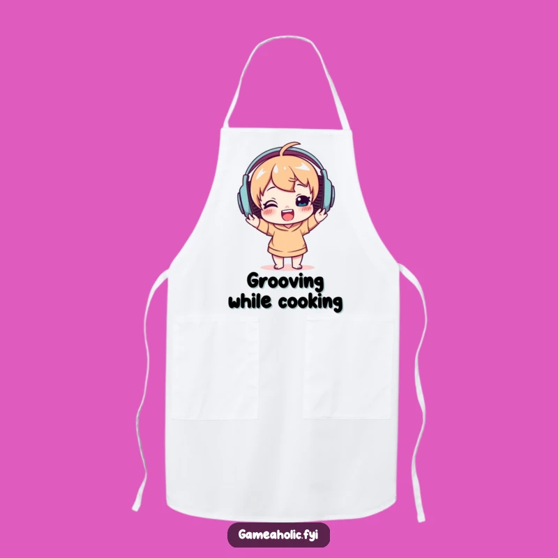 Funny DJ Apron: Delighted Character Music Headphone Gift