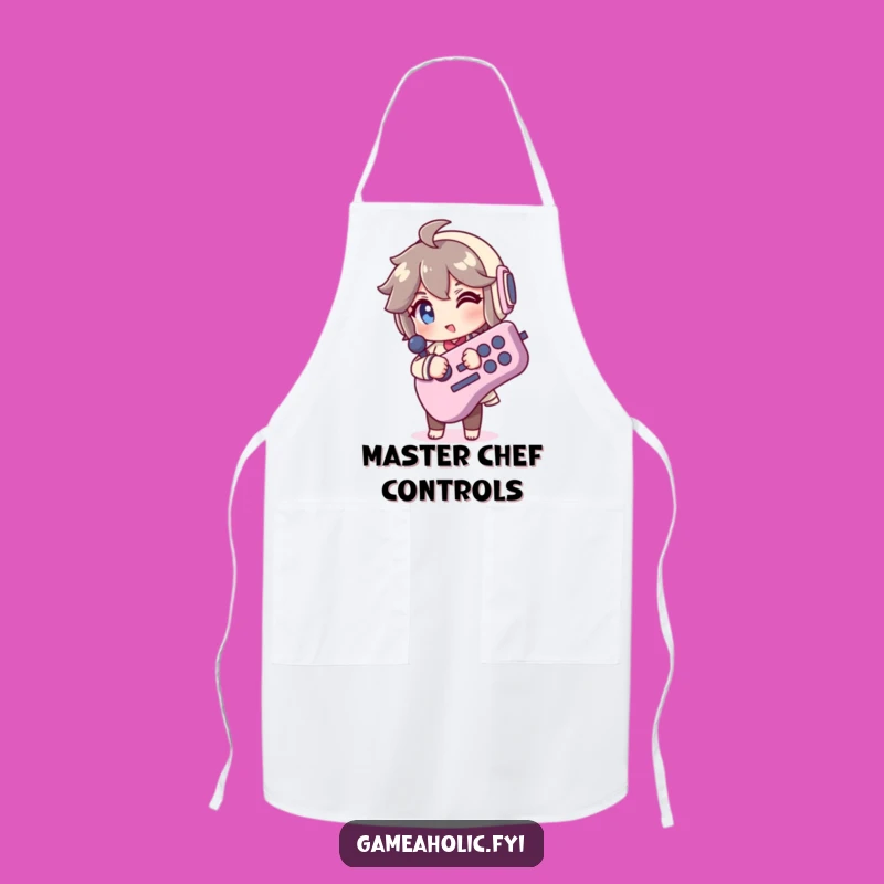 Funny Gamer Apron - Winking Chef Character with Joystick, Hilarious Cooking Gift!