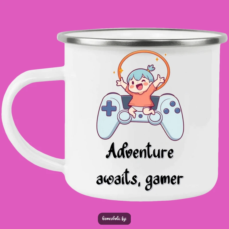 Funny Gamer Leap Camping Mug - Adventure Controller Hoop Style