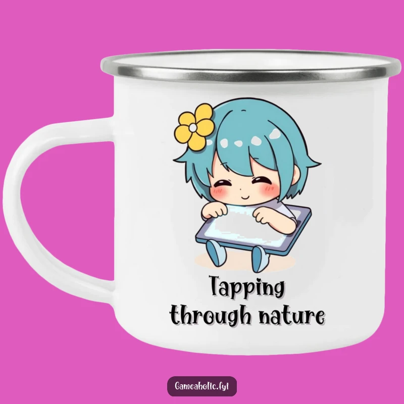 Funny Camping Mug: Tablet Tapper On-the-Go, Outdoor Tech Humor, Great Funny Gift