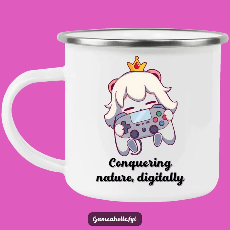 Funny Gamer Camping Mug: Controller Hug Lover, Outdoor Gift for Hikers