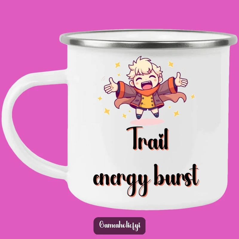 Funny Gamer Energy Camping Mug: Spinning Pose for Outdoor Fun