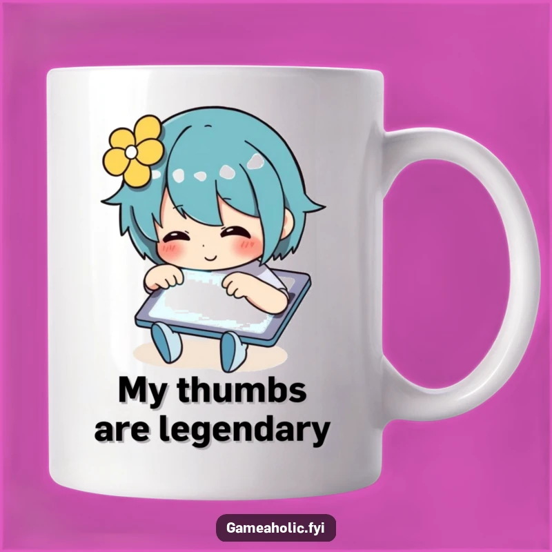 Funny Digital Nomad Mug: Happy Tapper on Glowing Tablet, The Perfect Tech Gift