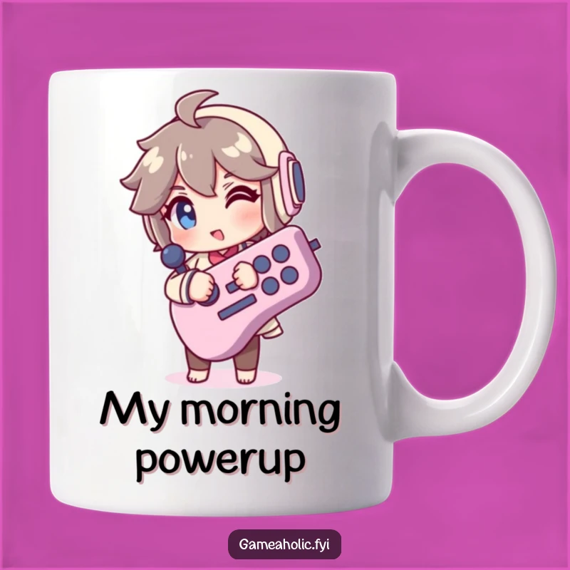 Funny Retro Gamer Mug - Winking Character with Giant Joystick, Perfect Gaming Gift!