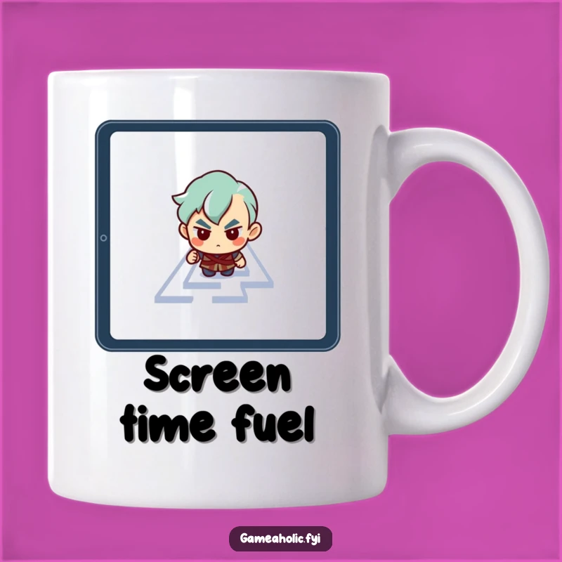 Funny Tablet Maze Mug: Determined Character's Digital Navigation Puzzle