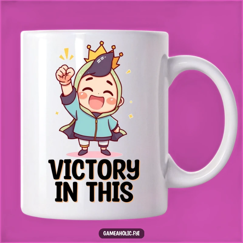 Funny Victory Mug: Fist Pump Character, Celebrate Wins & Perfect Funny Gift