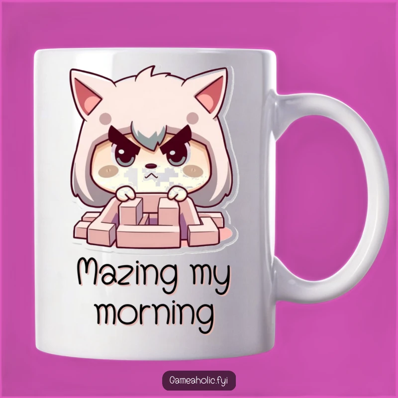 Funny Problem Solver Mug: Determined Character Navigating Maze, Perfect Gift