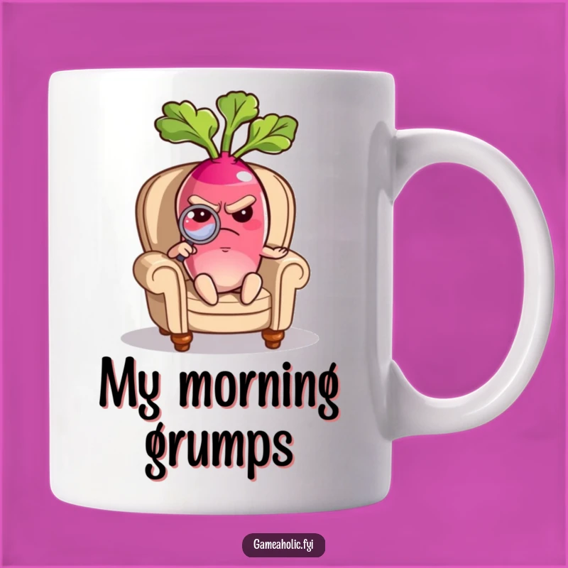 Funny Grumpy Radish Mug: Comical Vegetable Art, Perfect Gift for Curmudgeons!