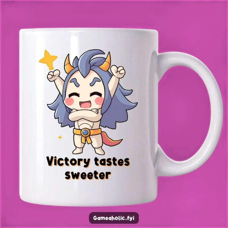 Funny Winner Mug: Triumphant Character Pose Gift for Gamers