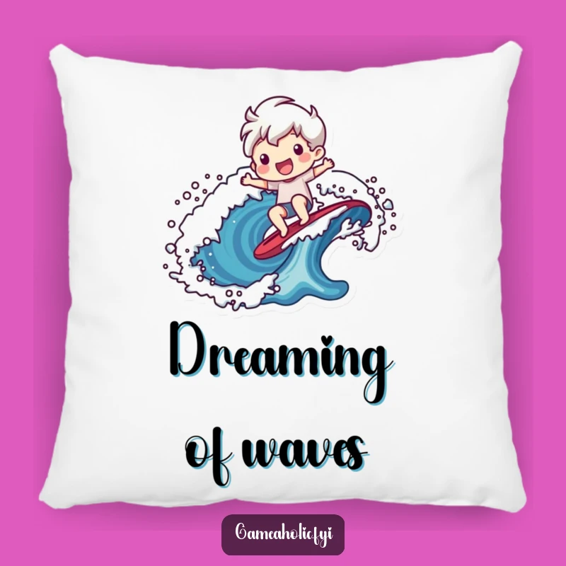 Funny Pixel Wave Pillow: Cozy Retro Gaming Character Comfort Gift