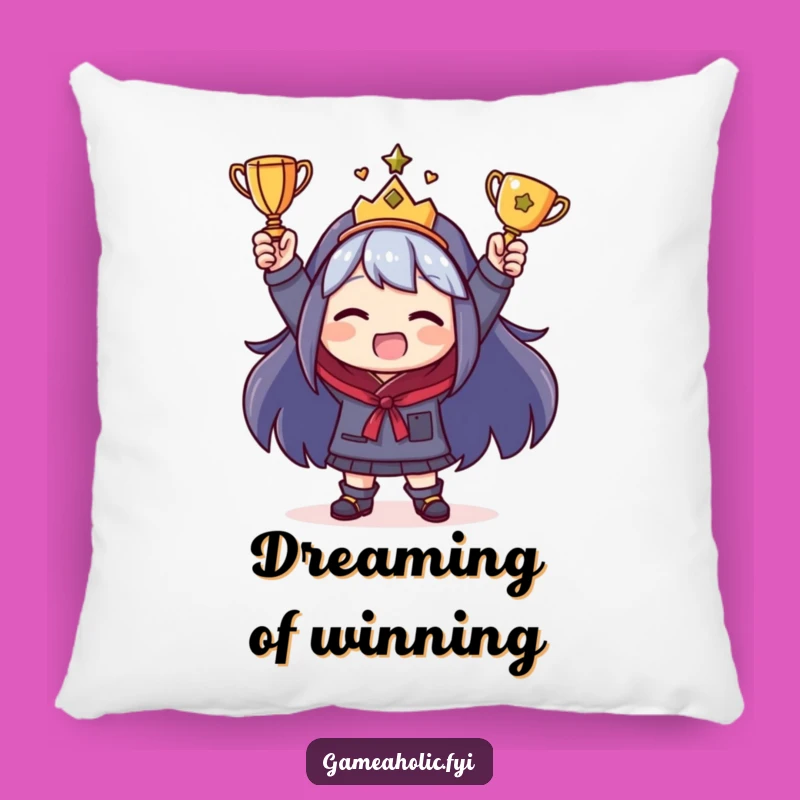 Funny Trophy Pillow: Adorable Character Comfort with a Hilarious Winning Message!
