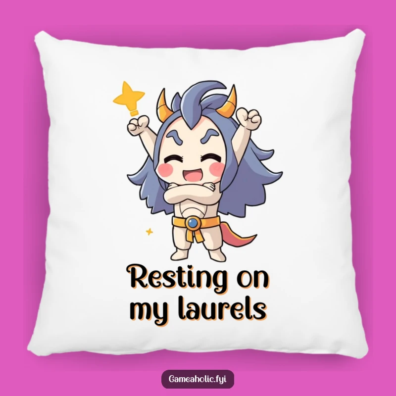 Funny Victory Pillow: Triumphant Character Pose Comfort for Winners