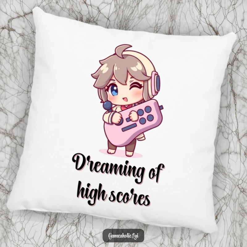 Funny Pillow: A character winks holding a giant joystick, providing a humorous and comfortable addition to any gaming setup or living area.