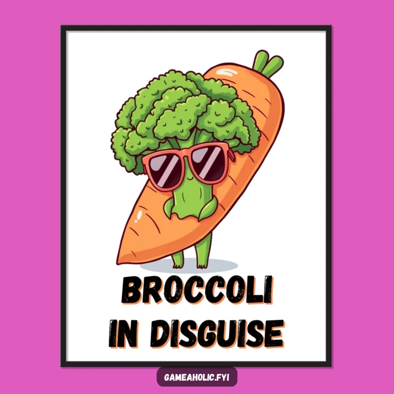 Funny Shy Broccoli Digital Art - Instant Gift for Cool Decor