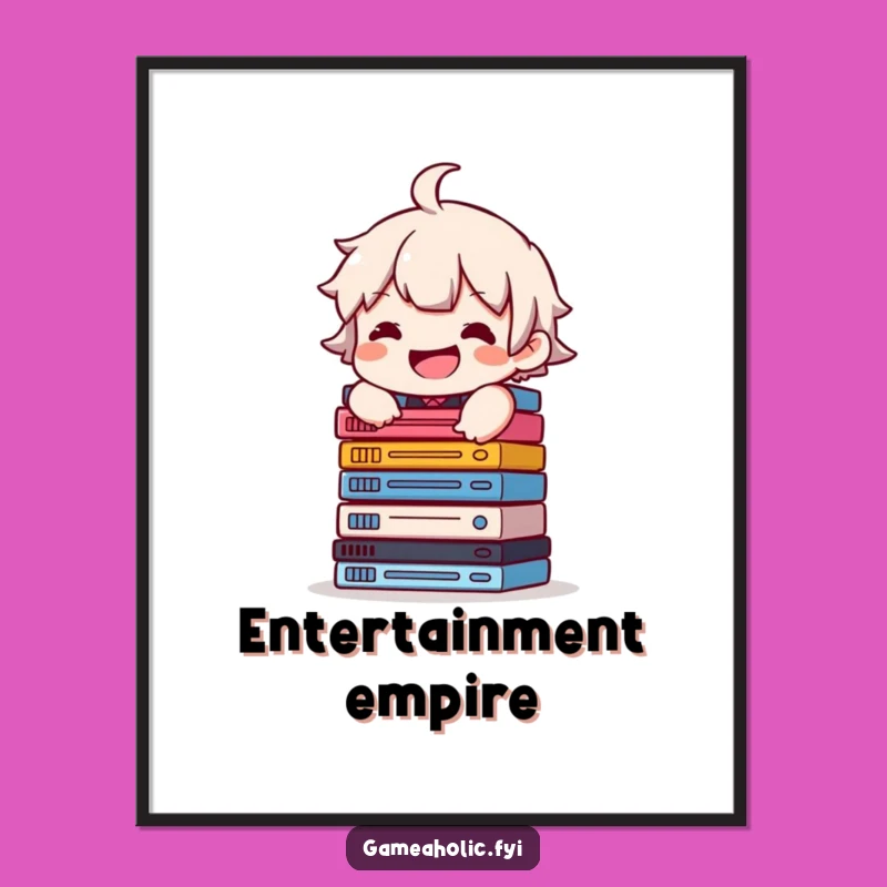 Funny Digital Art Print: Game Case Stack Artist, Instant Decor & Fun Funny Gift