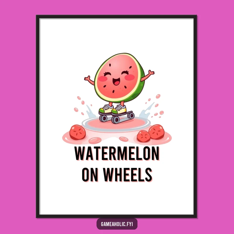 Funny Watermelon Skater Digital Art - Instant Gift for Summer Decor
