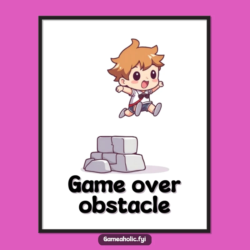 Funny Pixel Obstacle Leap Digital Art - Instant Abstract Gaming Decor