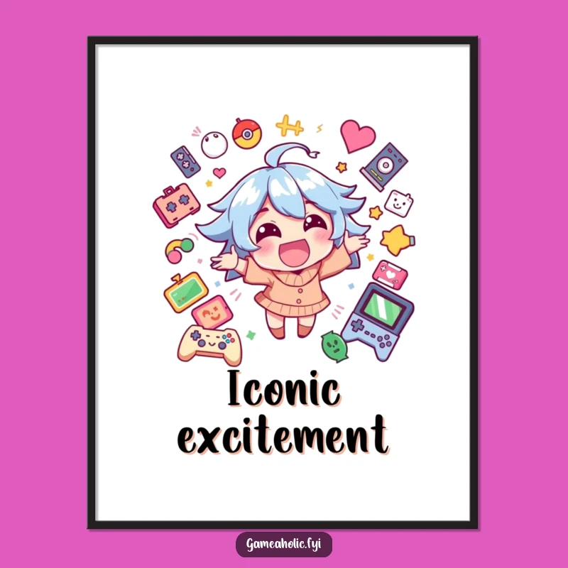 Funny Gamer Digital Art: Happy Character Excitement, Game Icons, Instant Celebration