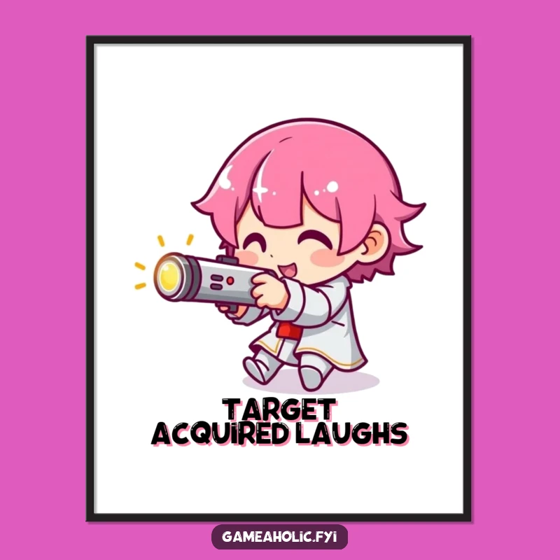 Funny Gamer Digital Art: Aiming Joystick Character, Glowing Control Aura, Instant Funny Gift