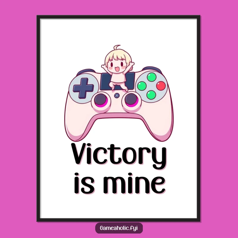 Funny Gamer Digital Art: Printable Victory Celebration for Your Space