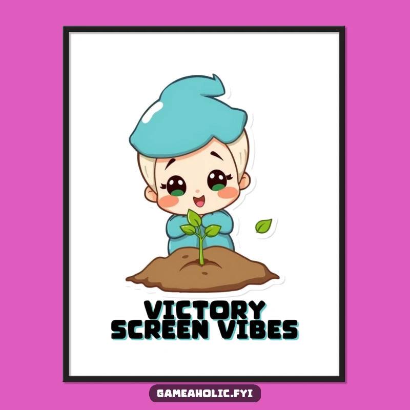 Funny Gamer Digital Art: Charming Character's Surprise at Glowing Game Screen, Instant Fun