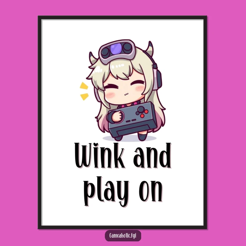 Funny Gaming Art Print: Winking Joystick Player, Digital Download Gift for Gamers