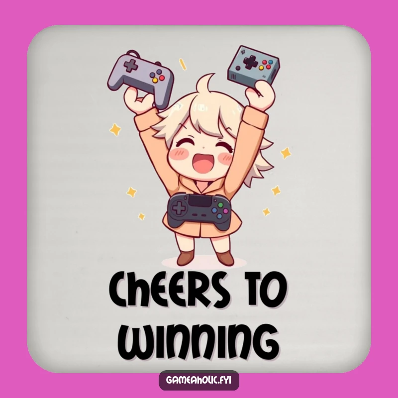 Funny Gamer Victory Coaster: Protect Surfaces with Champion Flair