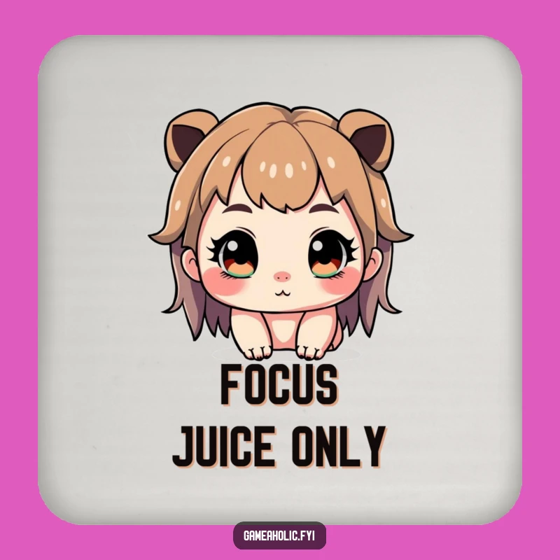 Funny Gamer Coaster: Cute Character Intense Focus, Sparkling Eyes, Protect Your Game