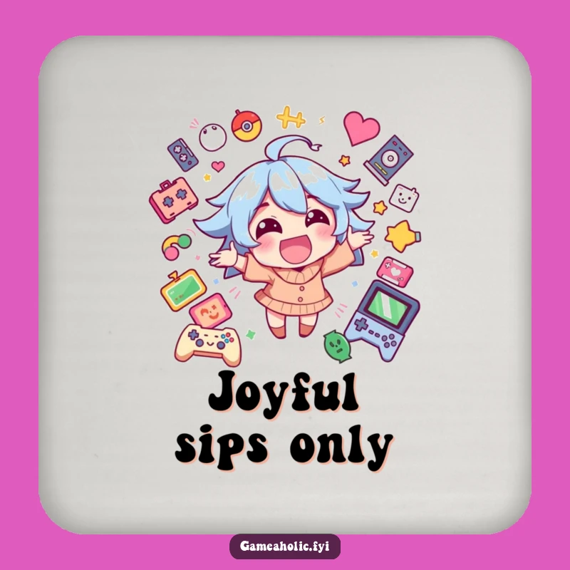 Funny Gamer Coaster: Happy Character Excitement, Game Icons, Protect Your Joy