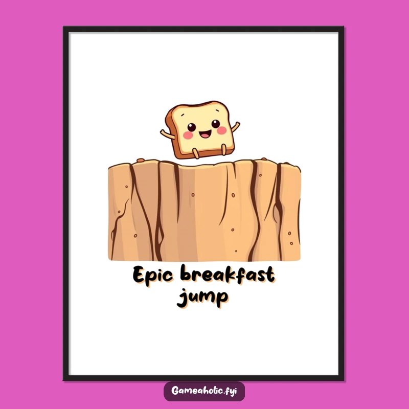 Funny Toast Leap Art Print - Whimsical Gift for Kitchen Decor