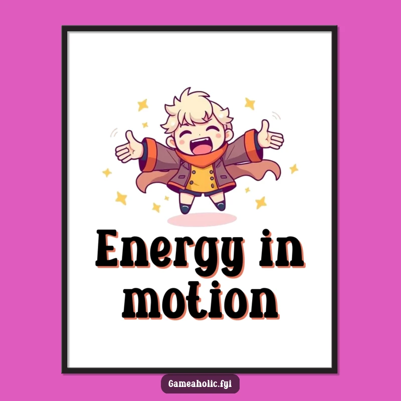 Funny Gamer Energy Poster: Spinning Joyful Pose Art for Walls