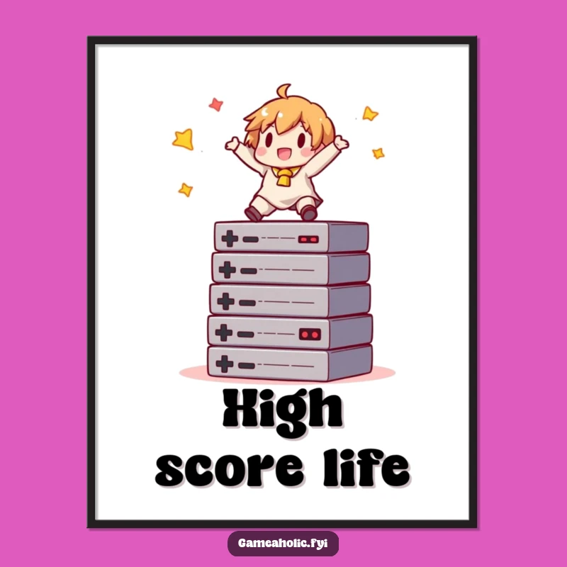 Funny Gamer Poster: Cartridge Balance Art, a Hilarious Gaming Gift!