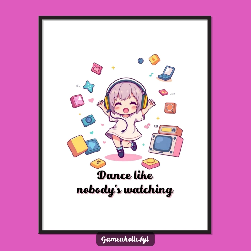 Funny Gamer Poster: Dance into Victory - Hilarious Music Game Room Decor!