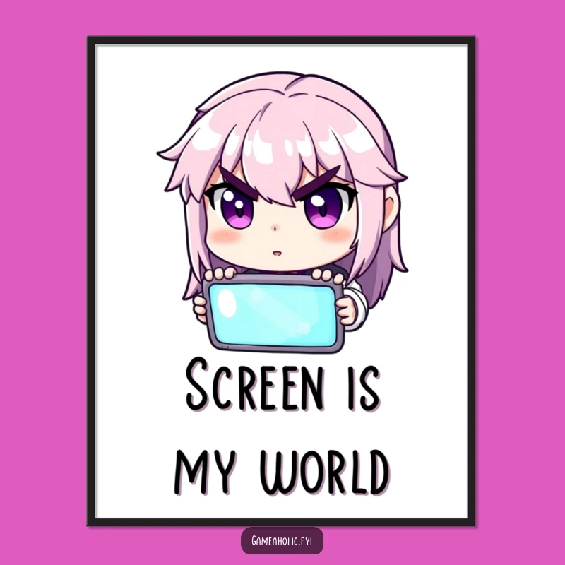 Funny Gaming Poster Art: Intense Screen Focus, Unique Gift for Game Rooms