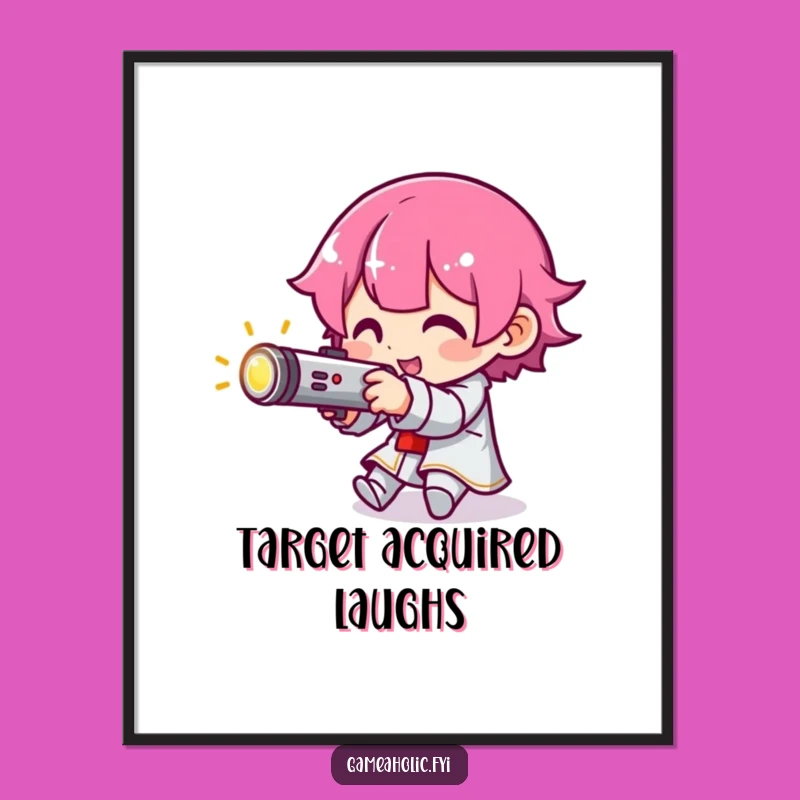 Funny Gamer Poster: Aiming Joystick Character, Glowing Control Art, Great Funny Gift