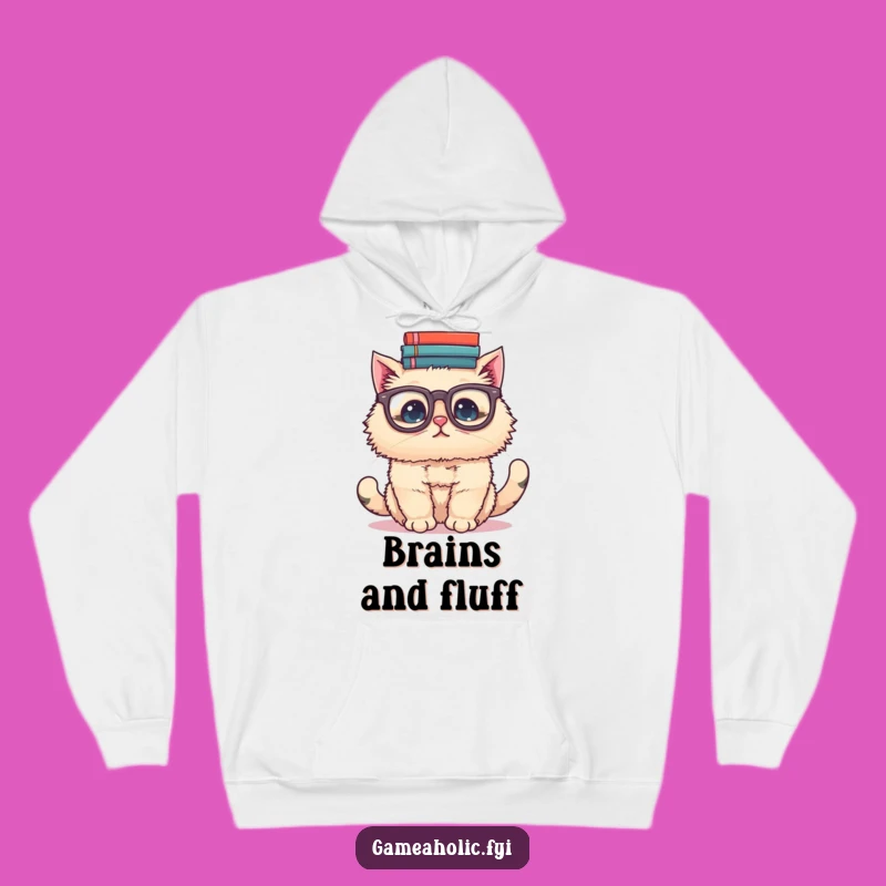 Cozy Funny Cat Scholar Hoodie: Stay Warm with Scholarly Cuteness, Great Gift!