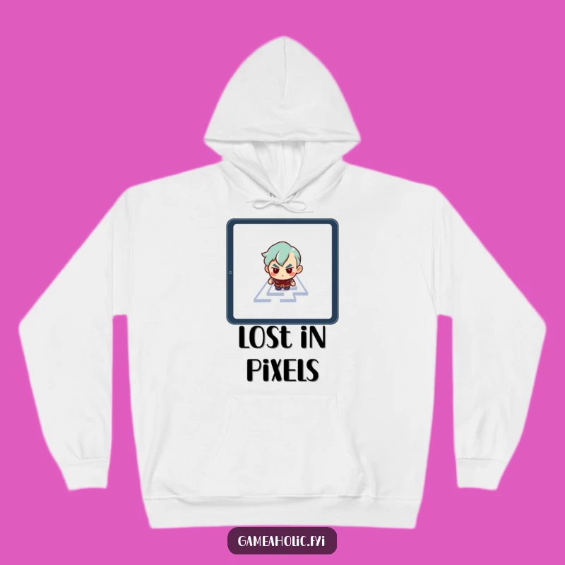 Funny Tablet Maze Hoodie: Determined Character's Digital Journey