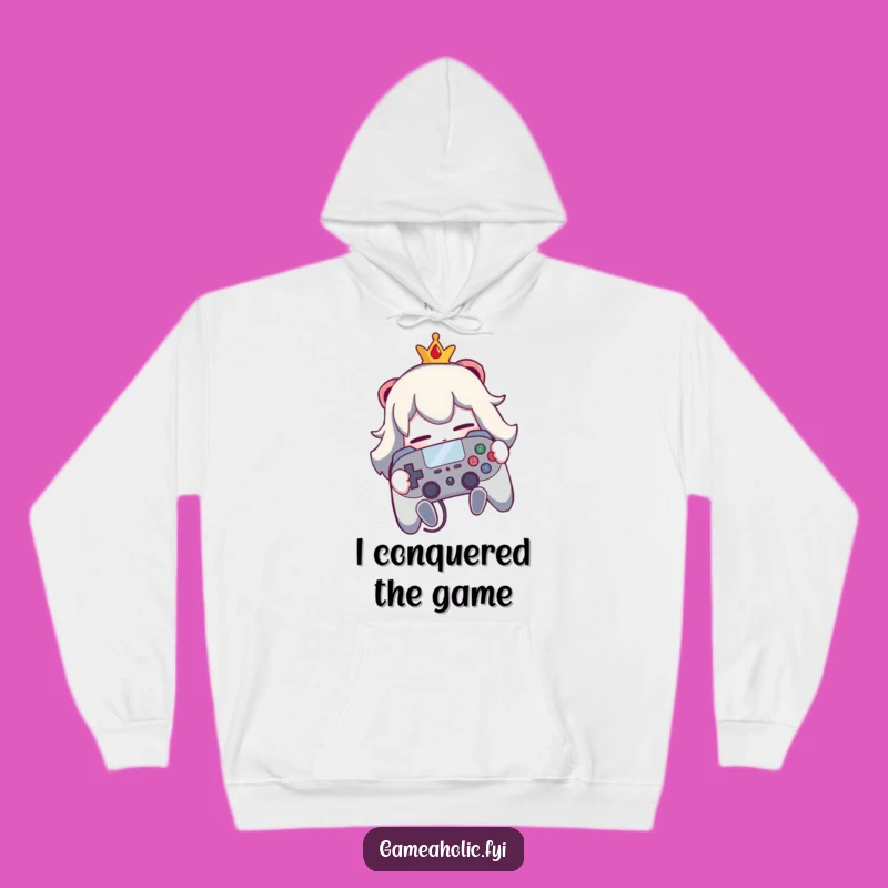 Cozy Funny Gaming Hoodie: Character's Controller Embrace, Ultimate Gift for Gamers
