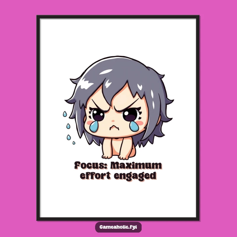 Funny Free Printable Wall Art: Intense Focus Gamer - Downloadable Art for Dedicated Players