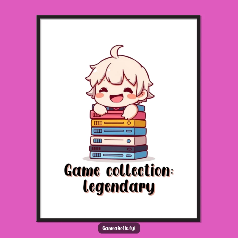 Free Printable Gamer Wall Art: Game Case Stack Grin Funny Downloadable Decor