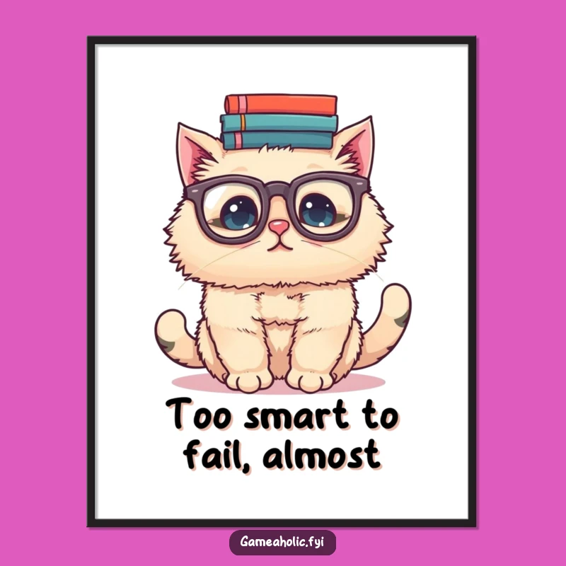 Funny Free Printable Wall Art: Cat Scholar's Stack - Quirky Decor