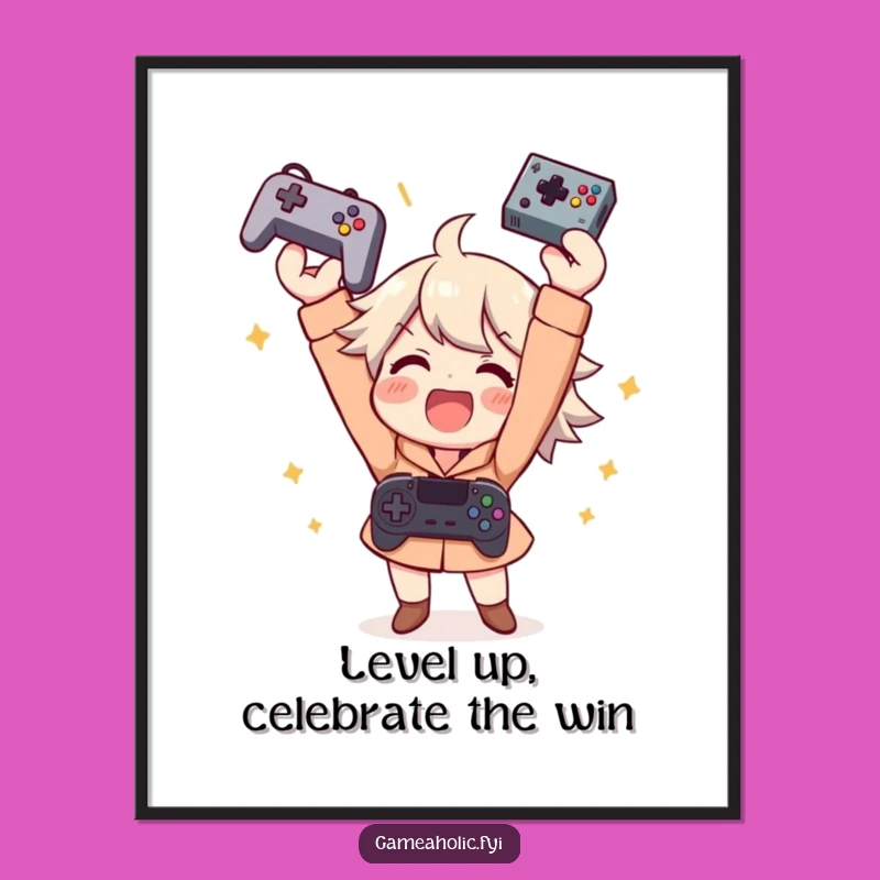 Free Printable Gamer Art: Victory Celebration Decor, Downloadable Gift