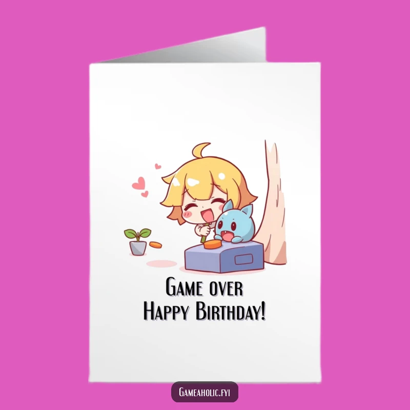 Free Printable Funny Birthday Card: Giggling Character Chasing Mischief Game Escape