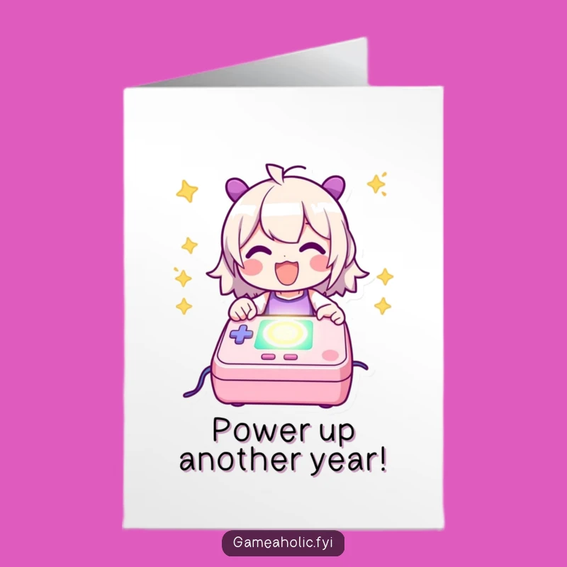 Funny Free Printable Birthday Card: Power Up Gamer Celebrate Downloadable