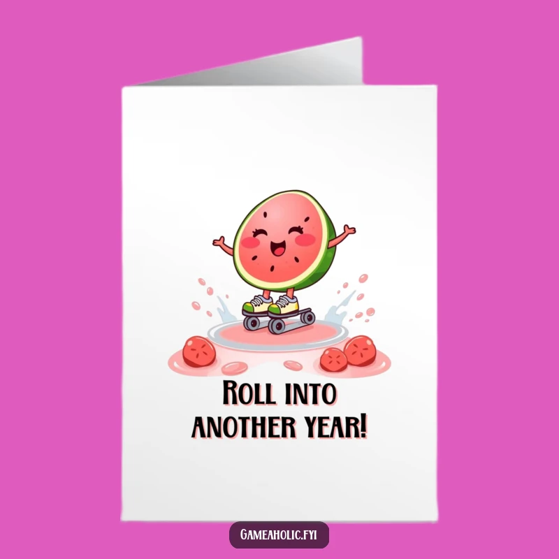 Free Printable Funny Birthday Card: Watermelon Skates to Fun - Downloadable Party!