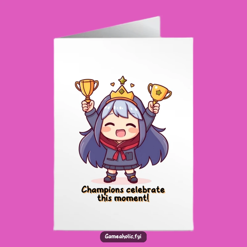 Free Printable Congrats Card: Tiny Trophy Champ, Funny Downloadable Gift for Success