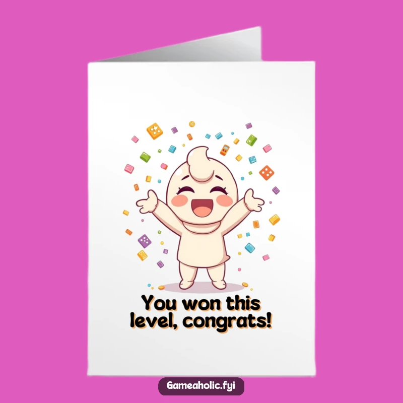 Free Printable Congrats Card: Gamer Confetti Toss, Winning Game Icon Downloadable Gift