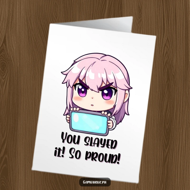 Funny Free Printable Congrats Card, a gamer with determined eyes staring intently at a bright screen.